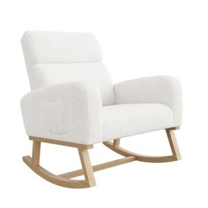 DIYHOM Sillón mecedora de tela de peluche, silla de lactanc…