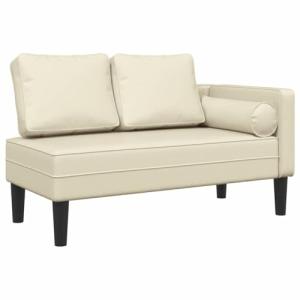 vidaXL Sofá diván con Cojines Cuero sintético Crema, Chaise…