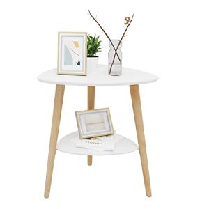EUGAD Mesa Auxiliar de Madera Mesita de Café con 2 Estantes…