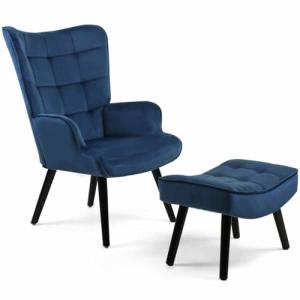 IDMarket - Sillón escandinavo ANIA con reposapiés de tercio…