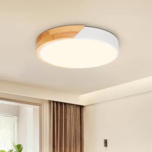 Kambo Plafón LED Redondo de Madera 24W 3000K- Lámpara de Te…