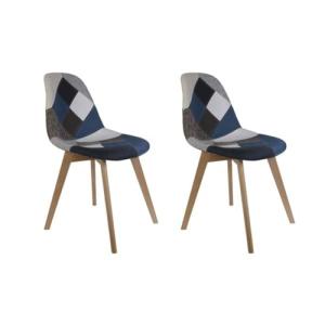 HOME DECO FACTORY Juego de 2 sillas Patchwork, Haya Polipro…