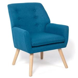 IDMarket – Sillón escandinavo NAT de tela azul pato