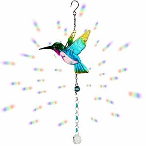 MWOOT Cristal de Colibrí Atrapasoles, Ferro Suncatcher de D…