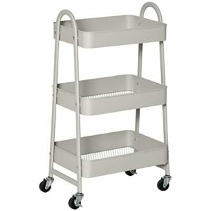HOMCOM Carrito de Cocina de Acero con Ruedas Carro de Almac…