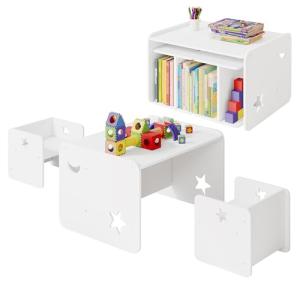 WOLTU Juego de Mesa y Sillas Infantiles, Mesa con 2 Taburet…