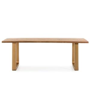 HABITMOBEL Mesa Comedor 220X95X77 Madera Natural/Metal Dora…