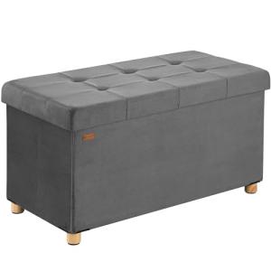 CASARIA® Banco Almacenaje Puff Terciopelo Antracita Incl. C…