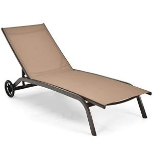 COSTWAY Tumbona de Jardín con Respaldo Reclinable, 6 Posici…