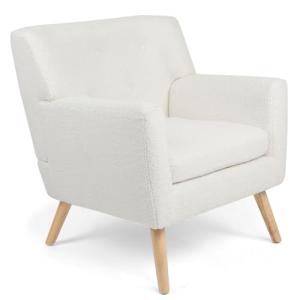 IDMarket – Sillón escandinavo LIV de tejido buclette blanco…