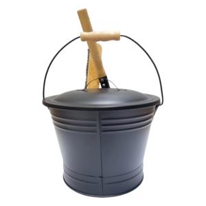 Cubo para cenizas, cubo de metal con tapa, pala y escoba |…