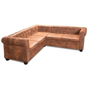 vidaXL Sofá Chesterfield 5 Plazas Lujoso Cuero Artificial M…