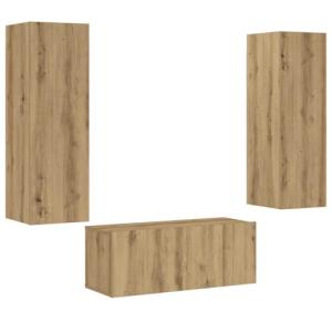 vidaXL Muebles de TV de Pared 3 uds Madera ingeniería Roble…