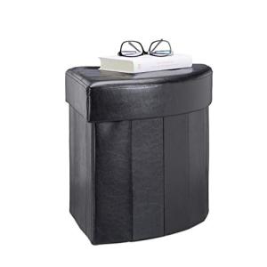 Relaxdays Baúl Puff Triangular, Piel Sintética, Negro, 38 x…