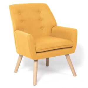 IDMarket – Sillón escandinavo NAT en tejido amarillo mostaz…