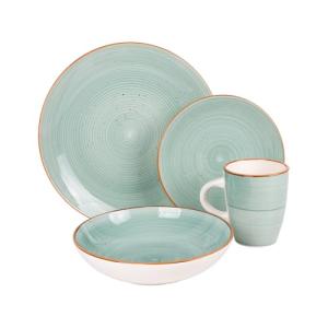 Cofan Vajilla de cerámica color verde agua pintada a mano |…