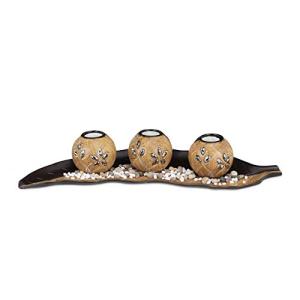 Relaxdays Portavelas con Cuenco Decorativo en Forma de Hoja…