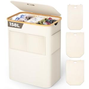 OUSFOT Cesto para La Colada con 3 Compartimentos para Ropa…