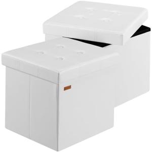 CASARIA® Puff Almacenaje 2 Unidades Taburete Plegable 38x38…