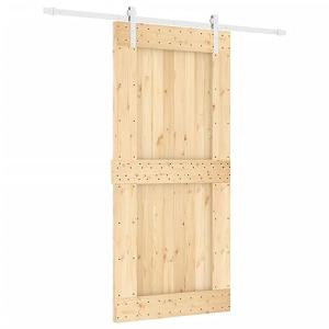 vidaXL Puerta corredera con herrajes Madera Maciza de Pino…