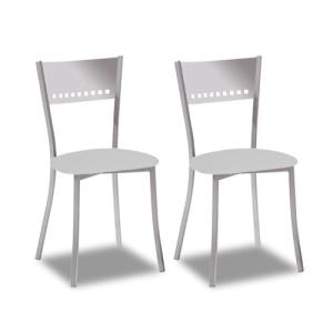 2 Sillas metálicas con respaldo de escalera y asiento tapiz…
