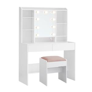 VASAGLE Tocador con Luces LED con Brillo Ajustable, Mesa de…