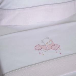 10XDIEZ Juego de sábanas Cuna Oso Luna 386 BCO/Rosa (Blanco…