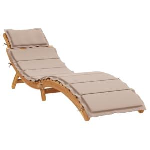 vidaXL Tumbona con cojín Taupe Madera Maciza de Acacia, Tum…