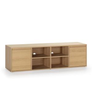 HOMN LIVING Mueble TV Tori 2 Puertas y 4 Huecos, Color Robl…