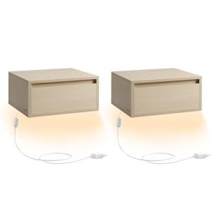 VASAGLE Mesita de Noche Colgante, Juego de 2, Luz con 3 Pan…
