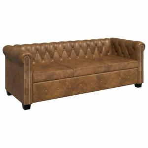 vidaXL Sofá de Estilo Chesterfield de 3 Plazas Cuero Artifi…