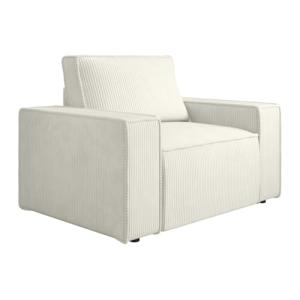 Vente-unique - Sillón de Pana Blanco Amelia