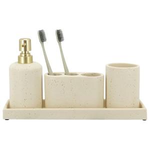 ZCCZ Juego de 4 Accesorios de baño Beige con Dispensador de…