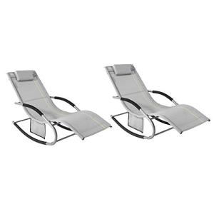 SoBuy Set de 2 Tumbonas Mecedora con Almohada y Bolsillo La…