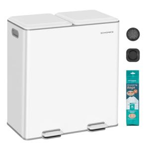 SONGMICS Cubo de Cocina, 2 x 30 L, Papelera Doble para Resi…