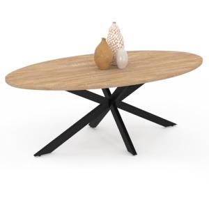 IDMarket - Mesa de centro ovalada Alix, 110 cm, pie de arañ…