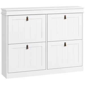 HOMCOM Mueble Zapatero Blanco Zapatero Estrecho con 4 Puert…