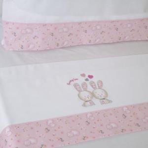 10XDIEZ Juego de sábanas Cuna 291 Blanco/Rosa - Bonitos Jue…