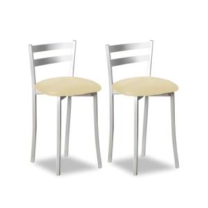 ASTIMESA Dos Taburetes de Cocina con Respaldo Franjas Metal…