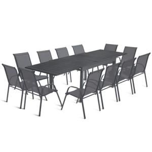 IDMarket – Salón de jardín Poly extensible mesa 135-270 cm…