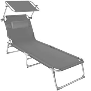 TecTake® Tumbona Plegable con Toldo y Respaldo Regulables,…
