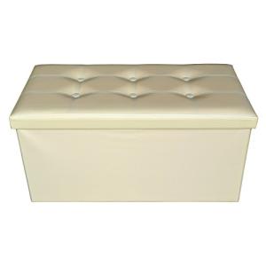 Rebecca Mobili Pouf contenedor in Polipiel, Beige, pouff Pl…