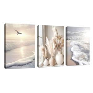 3 Pcs Modernos Cuadros Decorativos Boho Playa Paisaje Cuadr…