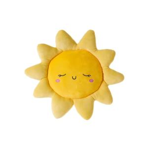 LOLAhome Cojín Sol de Tela Amarillo de 43x38 cm con Relleno