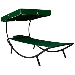 vidaXL Tumbona de Jardín con Toldo y Cojín Dosel Almohada P…