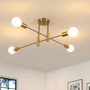 Goeco Lamparas de Techo Vintage, 4 Luces E27 Lámpara Colgan…