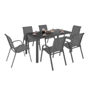 IDMarket Madrid - Juego de muebles para jardín, 150 cm, 6 s…