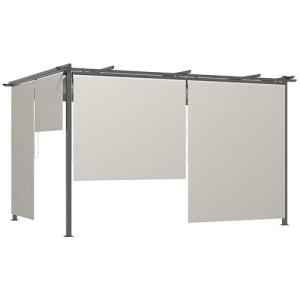 Outsunny Pérgola con Techo Retráctil 4x3 m Cenador para Ext…