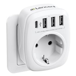 LENCENT Ladron Enchufes, Cargador USB de Pared con 1 Toma d…