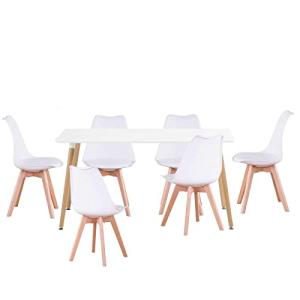HABITMOBEL Mesa de Comedor con 6 Sillas tapizadas Blancas,…